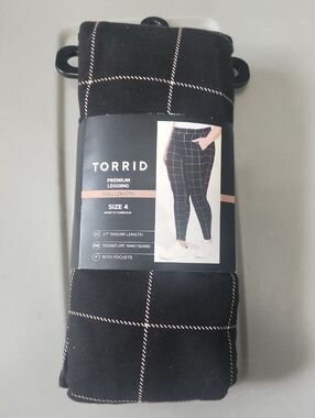 torrid Black Leggings with Windowpane Grid